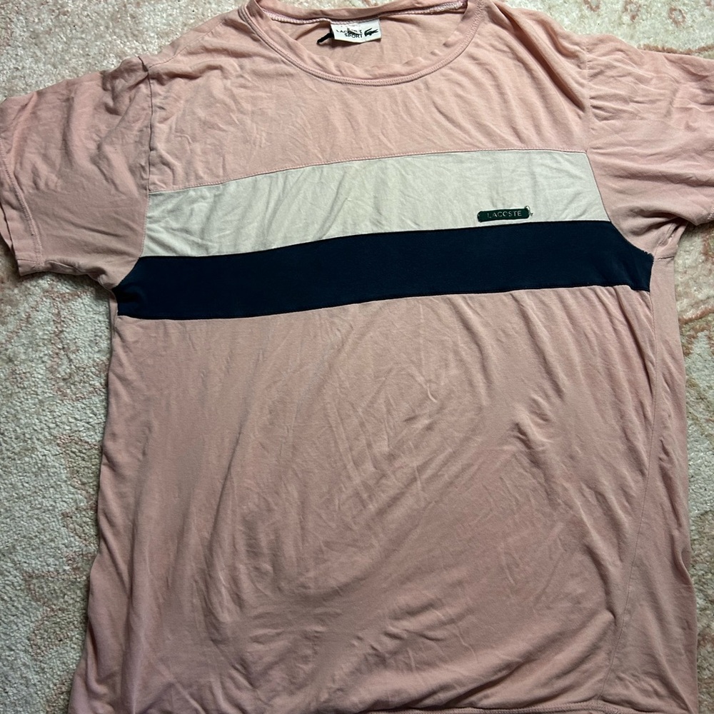 Lacoste Men’s Pink & Navy Colorblock Crew Tee